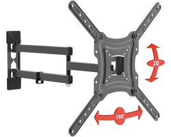Tv Muurbeugel Draaibaar En Kantelbaar 17–55 Inch Vesa 100x100 Tm 400x400 Monitor Wandbeugel Met Arm Zwart Metaal Max 35 Kg Uitschuifbaar 55–720 MM - 1 Stuks [39685B]