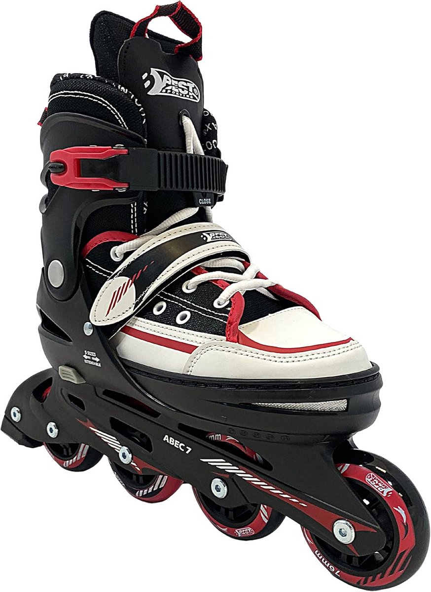 Verstelbare inline skates voor kinderen en jeugd, maat 33-37, zwart en rood