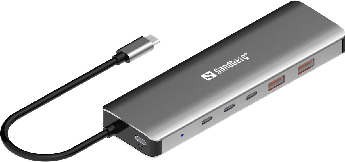 Image of Sandberg 136-79 laptop dock & poortreplicator Bedraad USB 3.2 Gen 2 (3.1 Gen 2) Type-C Grijs