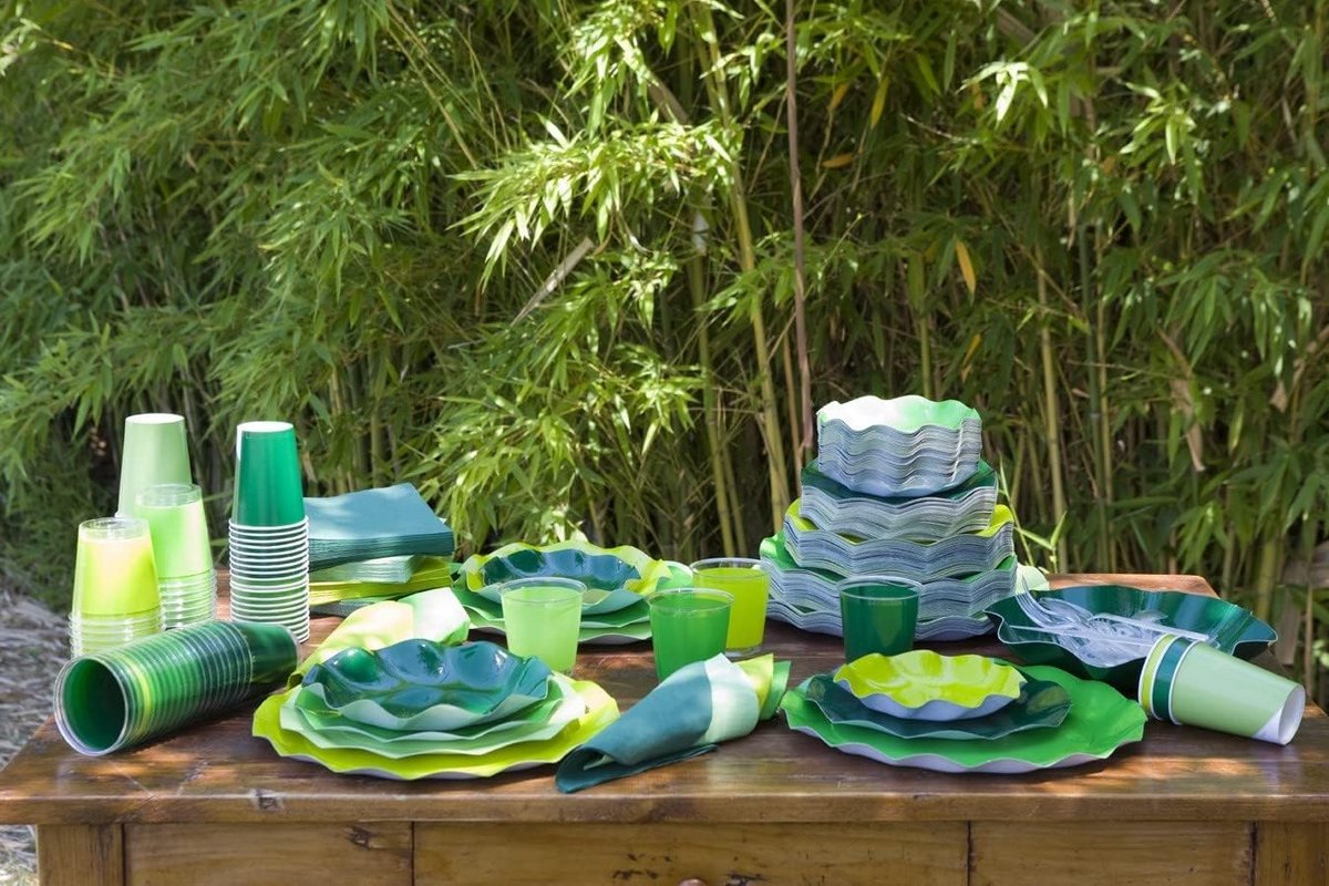 Set van 5 Grote Dinerborden 32.4 cm – Party Servies Lichtgroen