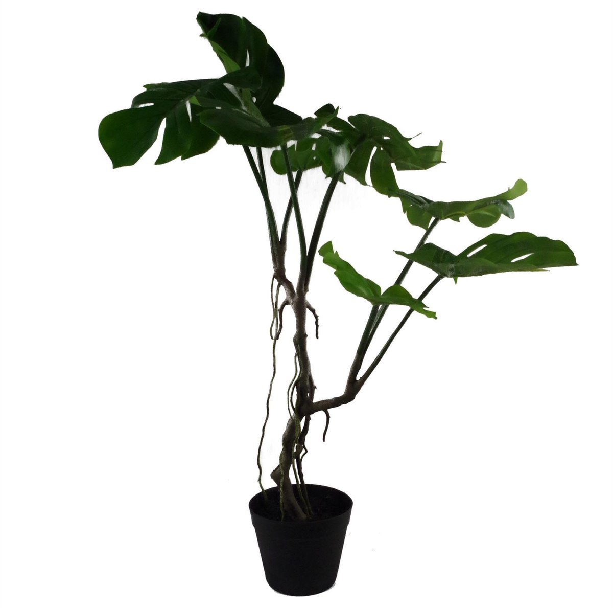 Unyqoos Realistische kunstplant met gedraaid ontwerp en grote Monstera bladeren, groente, 60 cm