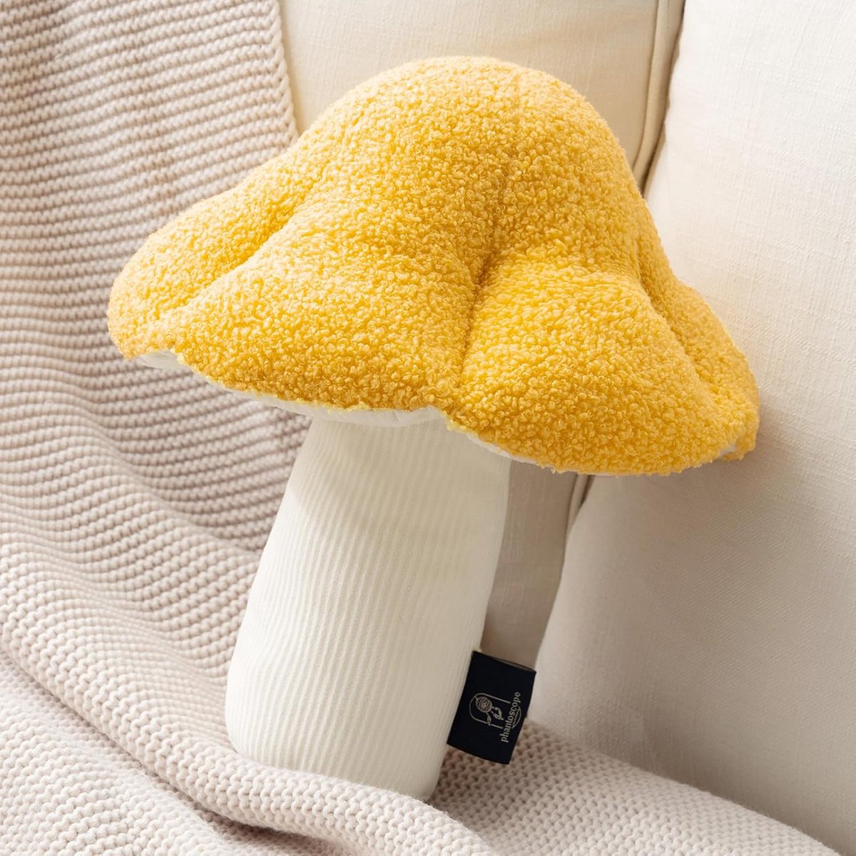 Groot Fleece Kussen in Speelse Paddenstoel Vorm voor Sofa en Bed