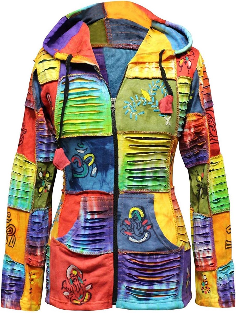 Dames Hoodie met Kleurrijke Hippie Print - Comfortabel en Lichtgewicht