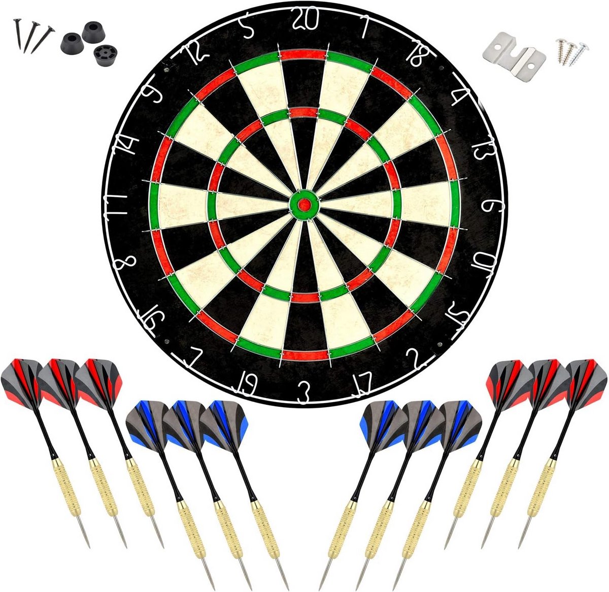Professioneel Dartbord Set met 12 Steelharen Darts en Kogelvrije Bullseye