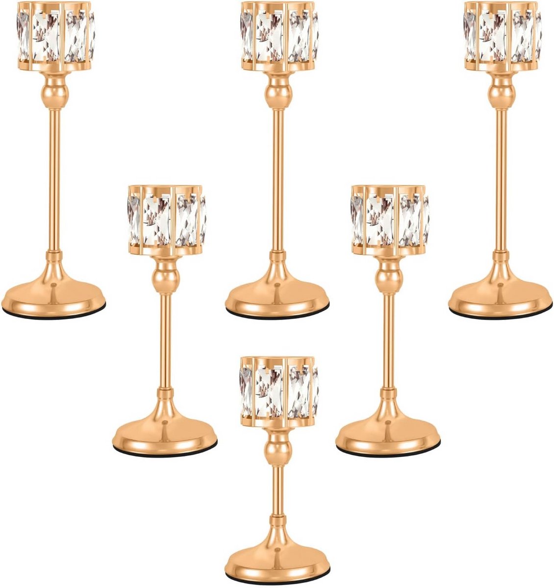 Theelichtkandelaars Cup Crystal Set - Goud 2 Sets (6 Stuks)