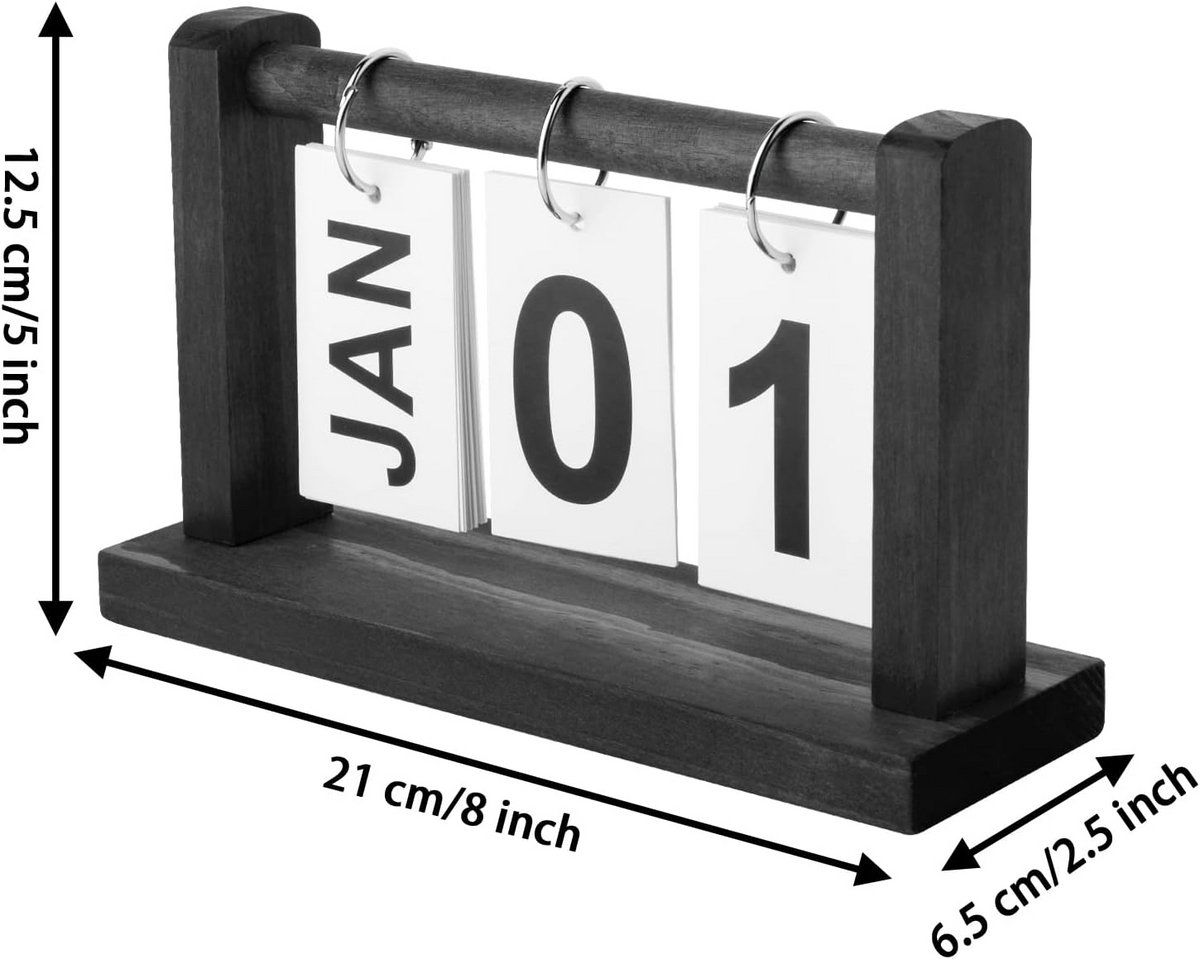 Eeuwigdurende Houten Bureaukalender in Vintage Flip Design - Decoratieve Accessoire voor Thuis of Kantoor
