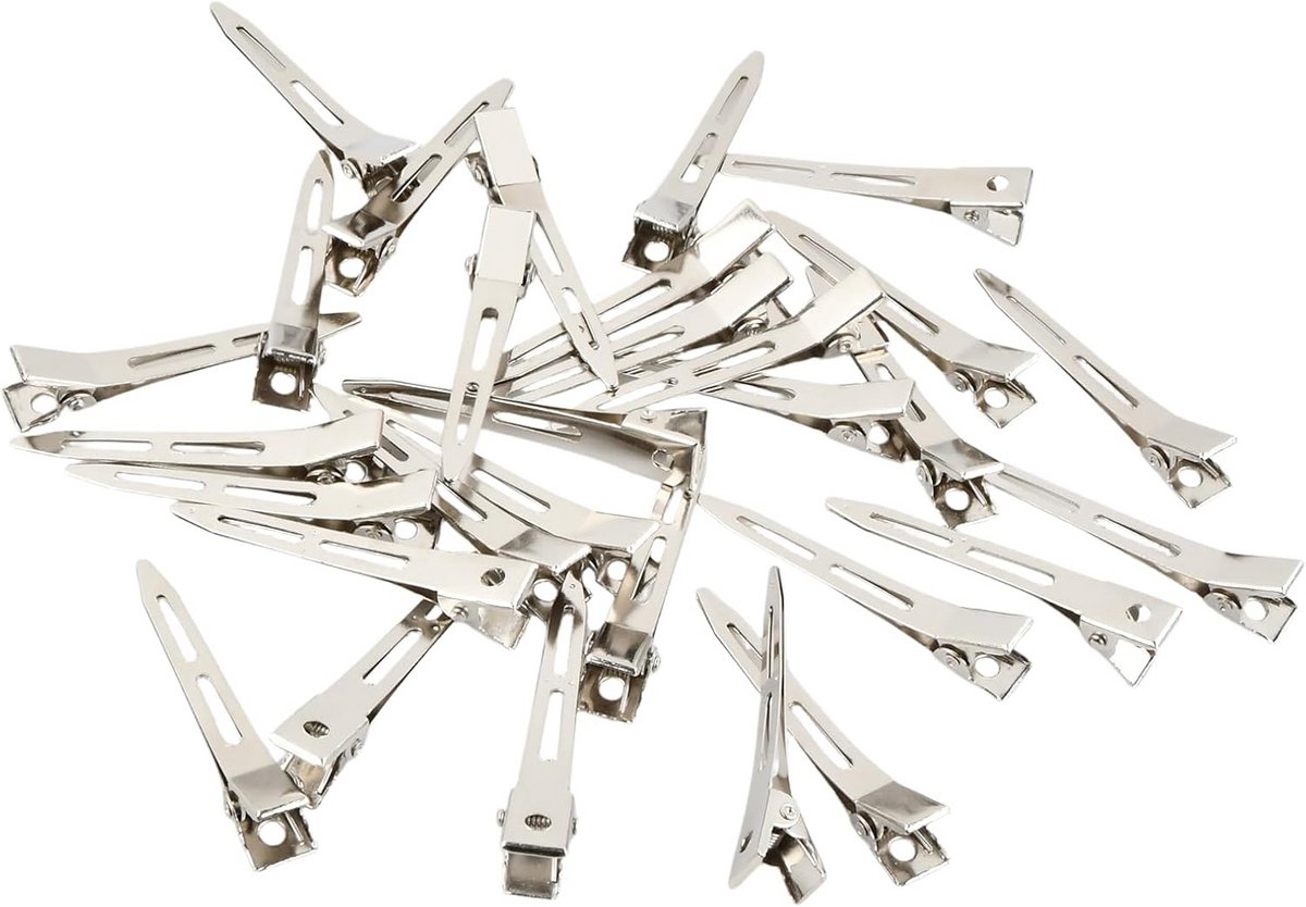 30 Stuks Zilveren Metaal Haarspelden Eendebek Alligator Clips voor Haarstyling