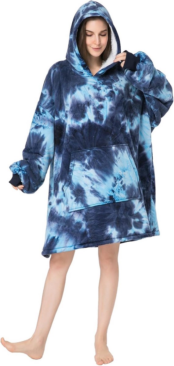 Extra Grote Deken Hoodie met Zak en Sherpa Voering voor Mannen en Vrouwen