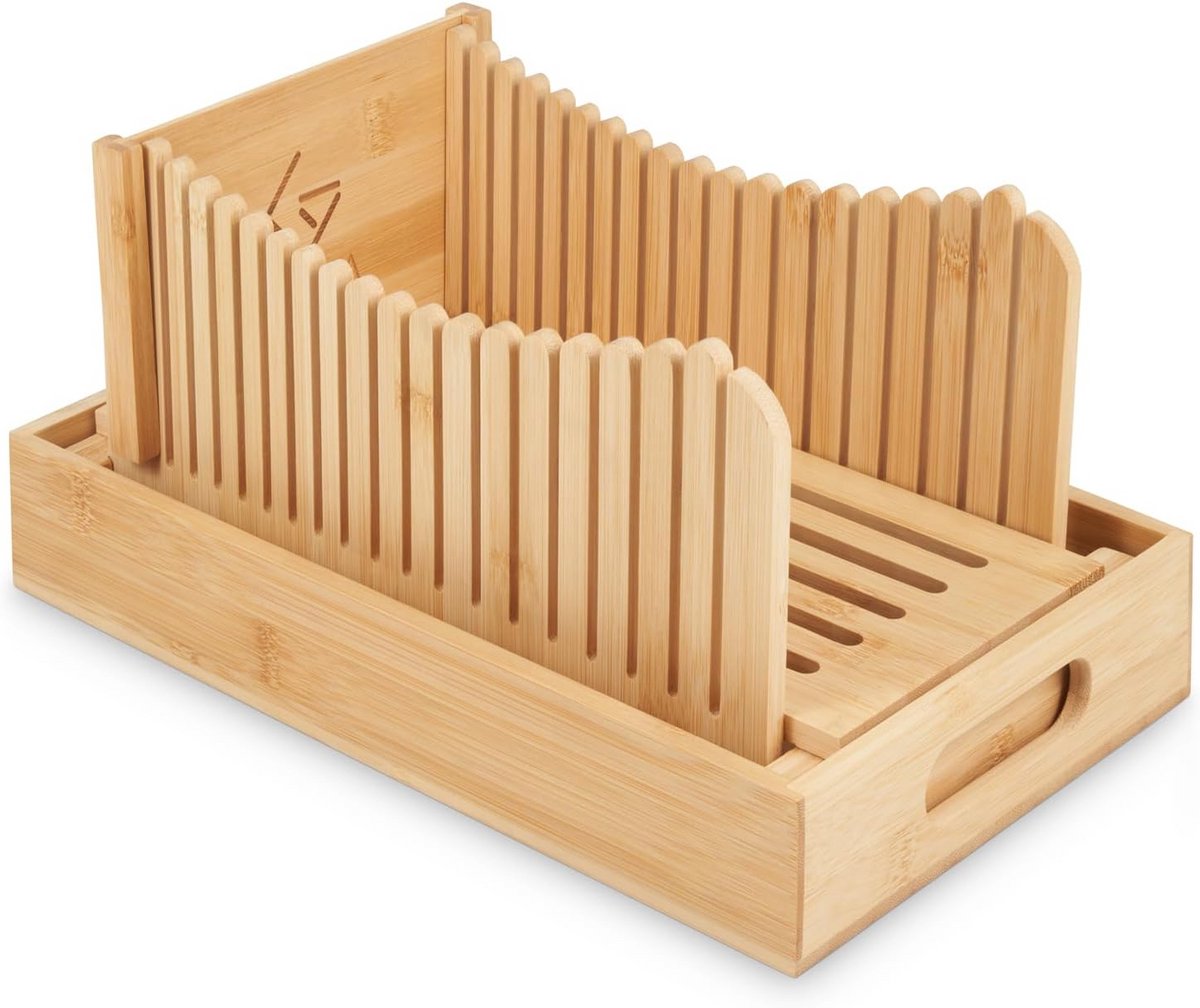 Verstelbare Broodsnijmachine van Bamboe met Kruimellade voor Zuurdesem Bagels en Taarten