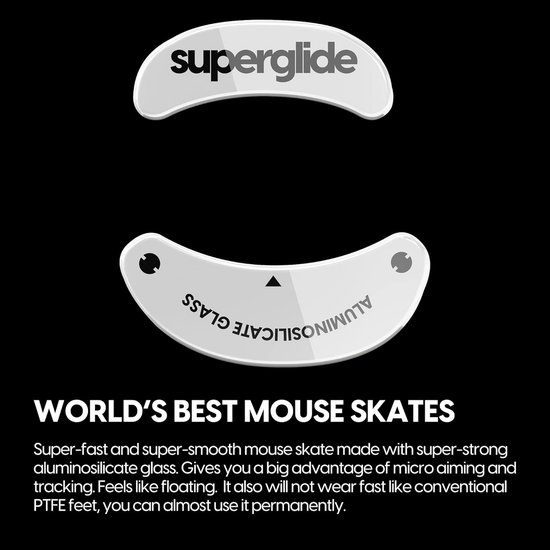 Muisvoeten Glas - Muis skates - Gaming Precisie - Ultraglade Glasvezel - 10.21 x 8.2 x 1.19 cm - Wit — afbeelding 5