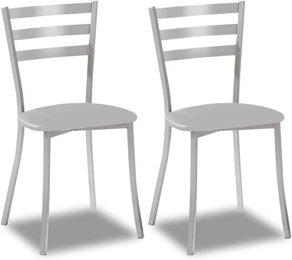 Set van 2 Keukenstoelen Metaal Grijs - Comfortabele Zitthoogte 45 cm