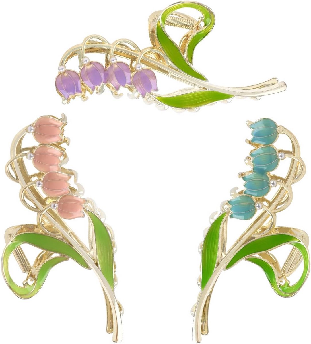 Set van 3 Metalen Haarclips met Bloemdecoratie - Sterke Houdkracht