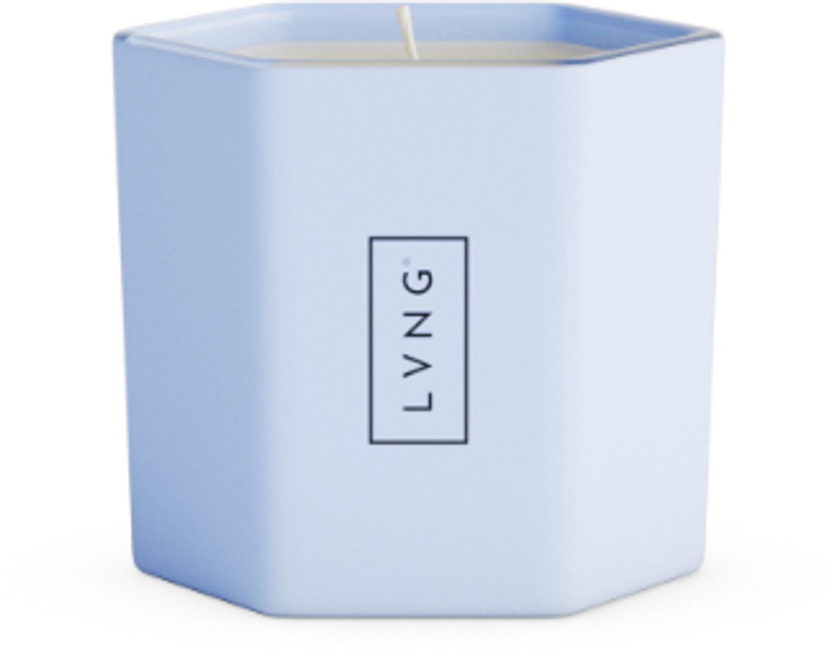 LVNG Geurkaars Santorini – 40 Branduren – Handgegoten Kaars – Geurkaars in Glas | Champagne & Magnolia, Fris & Fruitig