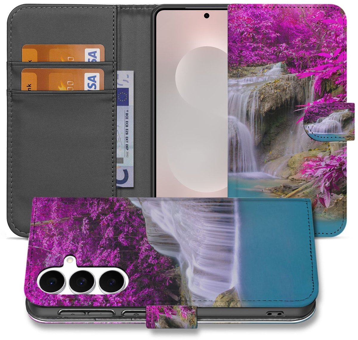 Boekhoesje voor Samsung Galaxy S25 FE Flip Cover Magnetisch Waterval Design Paars