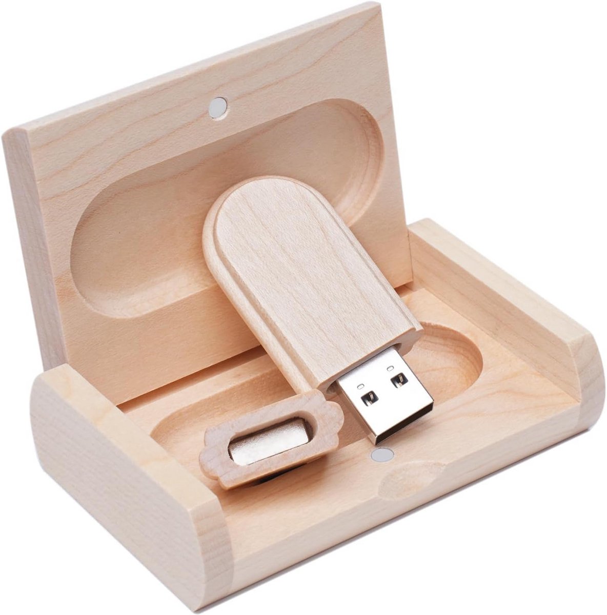 USB Stick Hout met Houten Cadeaubox - Duurzame Flash Drive Beschikbaar in 2.0 & 3.0