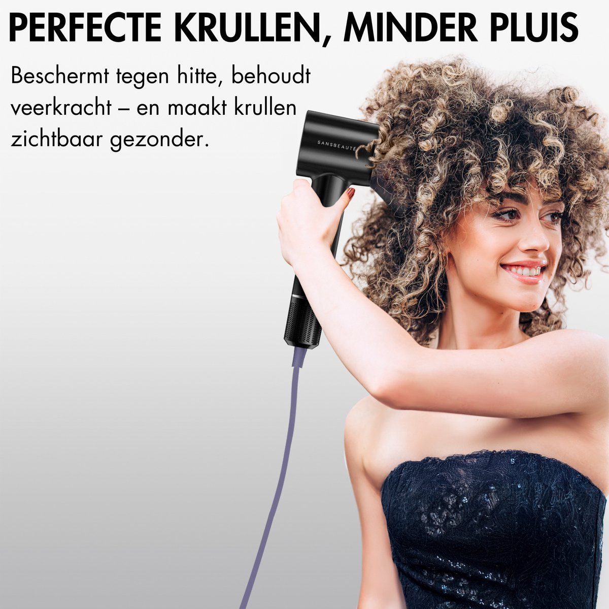 Sansbeauté® Föhn met Diffuser - Krullen - 110.000RPM - Ionische Haardroger met Borstel - 3 Standen - 3 Opzetstukken - Reisföhn - Sèche Cheveux - Krul Feun Set - Haarföhn met Defuser - Hair Blow Dryer - Kappersfohn - 2000W thumbnail 7