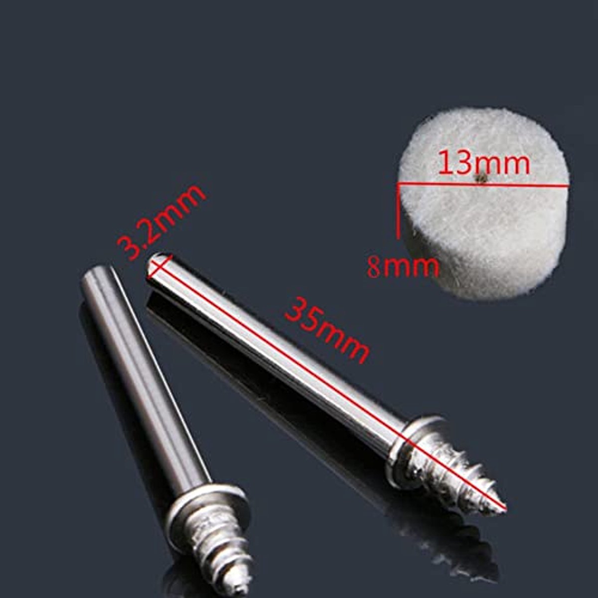 100 STKS 13mm Wol Vilt Polijsten Pad Buffing Polijsten Wiel Rotary Tool met 2 STKS Schacht voor Accessoires Rotary Drll Tool