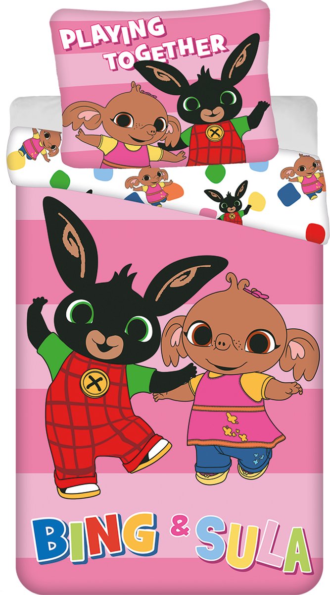 Bing Bunny Dekbedovertrek Playing Together - 140 x 200 cm / 70 x 90 cm - Katoen
