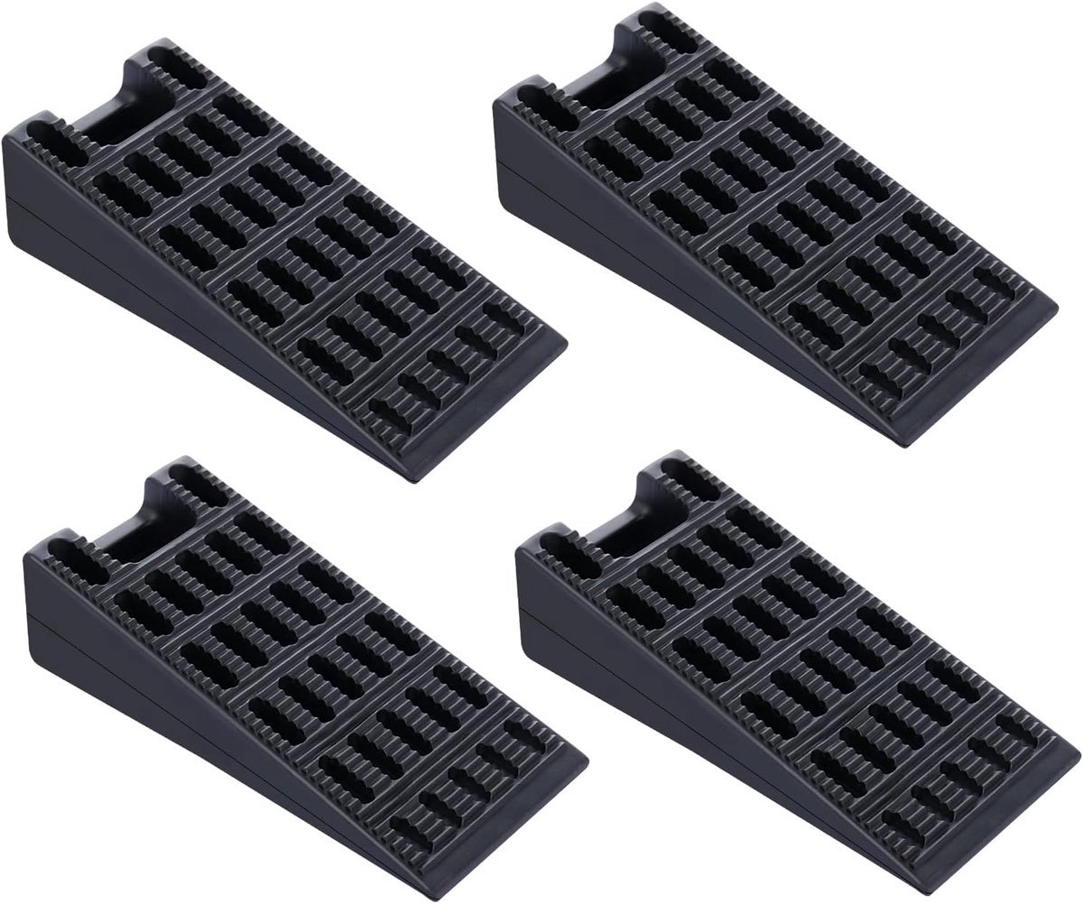 Stunq® Flexibele Rubberen Deurstopper Wedge Houder voor Meubelnivellering en DIY Projecten, 4 Stuks, Zwart