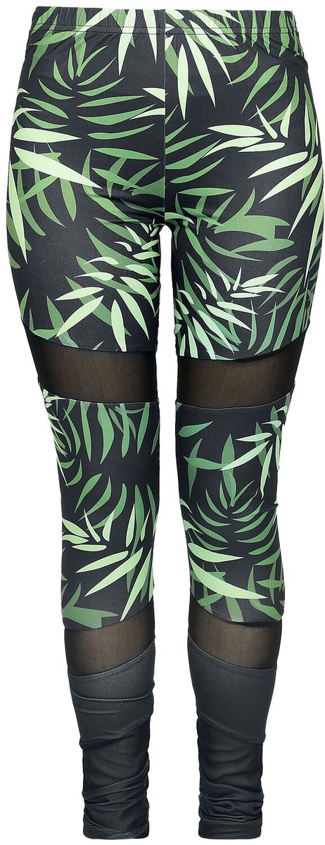R.E.D. Rock-Engineered Design zwarte legging met bladmotief en mesh inzetstukken - Dames - S