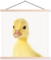 Porte-affiche avec affiche - Affiche scolaire - Canard - Poussin - Doux - Enfants - Filles - Garçons - 60x60 cm - Lattes blanches