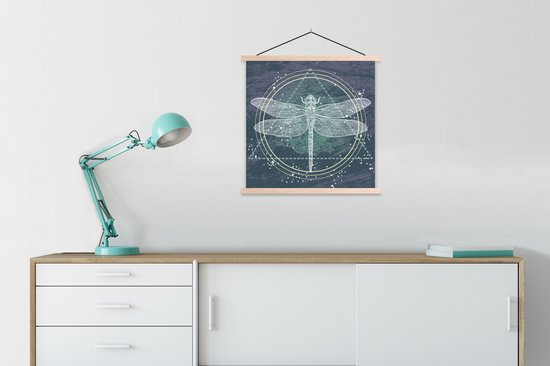 illustration d'un poster scolaire libellule transparent lattes plates vierge 60x60 cm - Tirage photo sur poster textielposter (décoration murale salon / chambre)