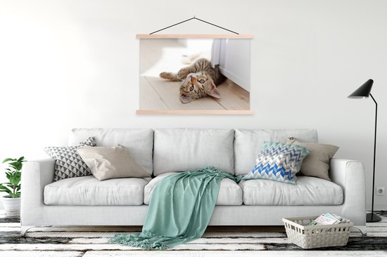 Poster textielposter chaton jouant 120x80 cm