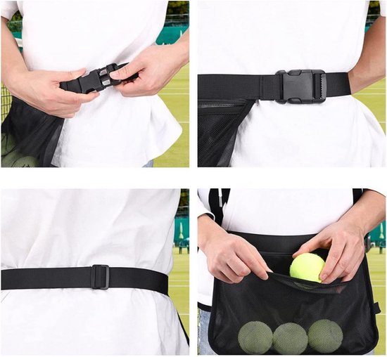 Verstelbare Taille Tas voor Tennis-, Pickleball- en Golfballen - Zwart — afbeelding 3
