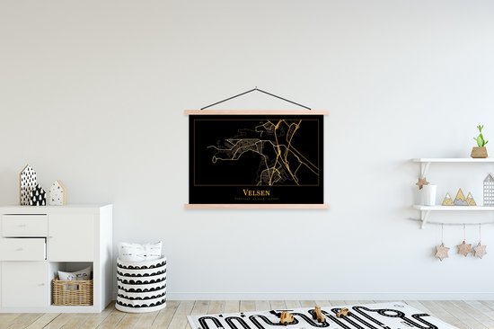 Porte-affiche avec affiche - Affiche scolaire - Carte - Velsen - Or - Zwart - 150x100 cm - Lattes vierges