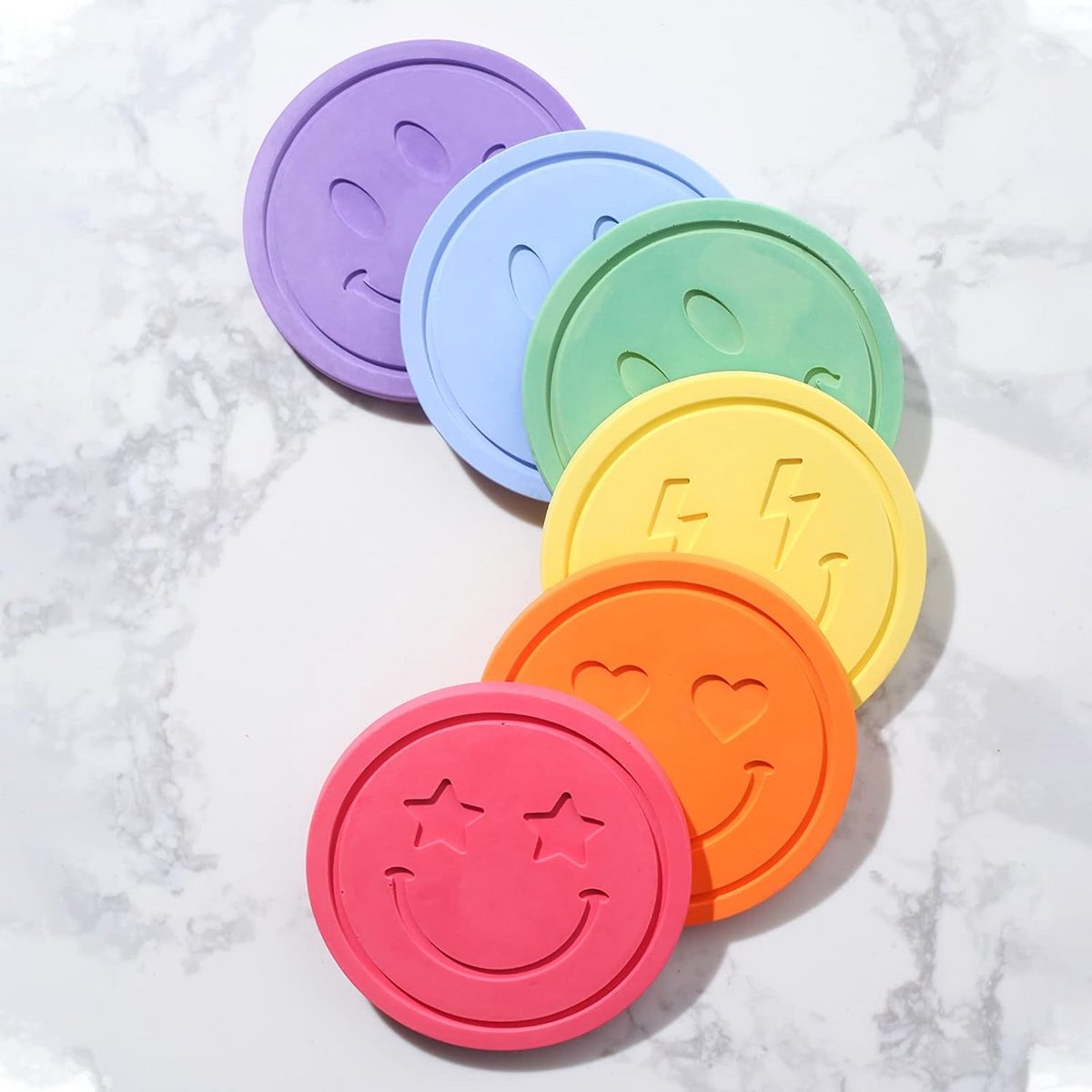 Siliconen Mal Onderzetters Smiley Emoji - Set voor DIY Bekermatten & Drink Onderzetters