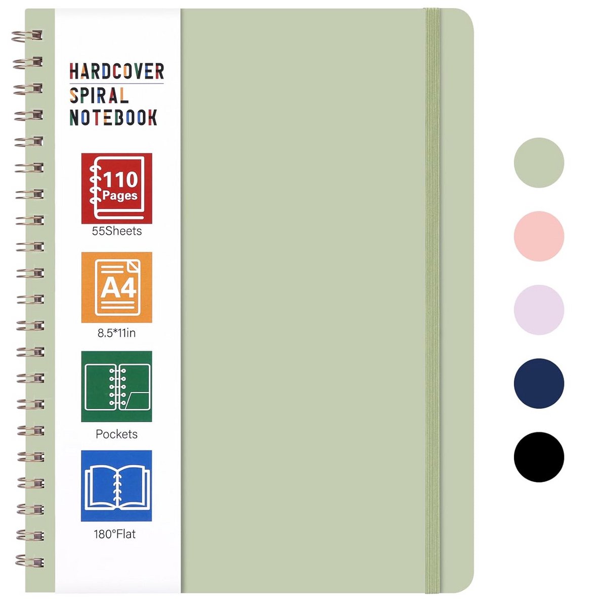 A4 Spiraal Notitieboek Harde Kaft - Groot Gelinieerd Dagboek voor School en Werk