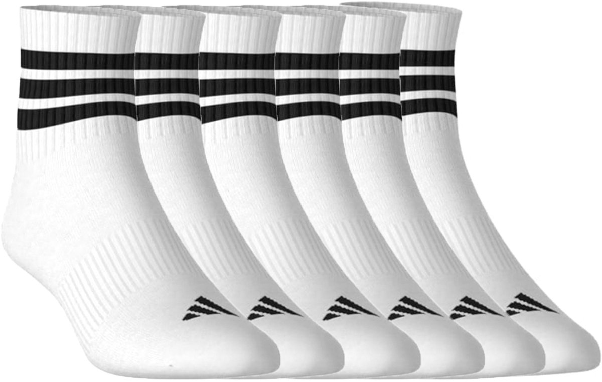6 paar adidas C Sportswear MID 6p Mid Cut sokken unisex Wit