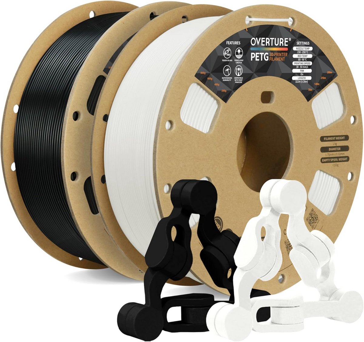 2 kg PETG Filament 1,75 mm voor 3D-printer - Zwart en Wit - Hoge Precisie