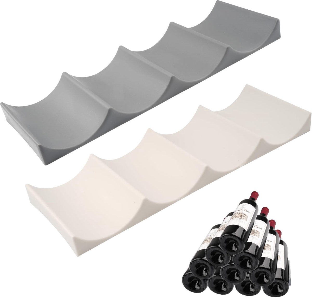 Unyqoos® Stapelbare antislip flessenhouders voor koelkast en keukenopslag, set van 2