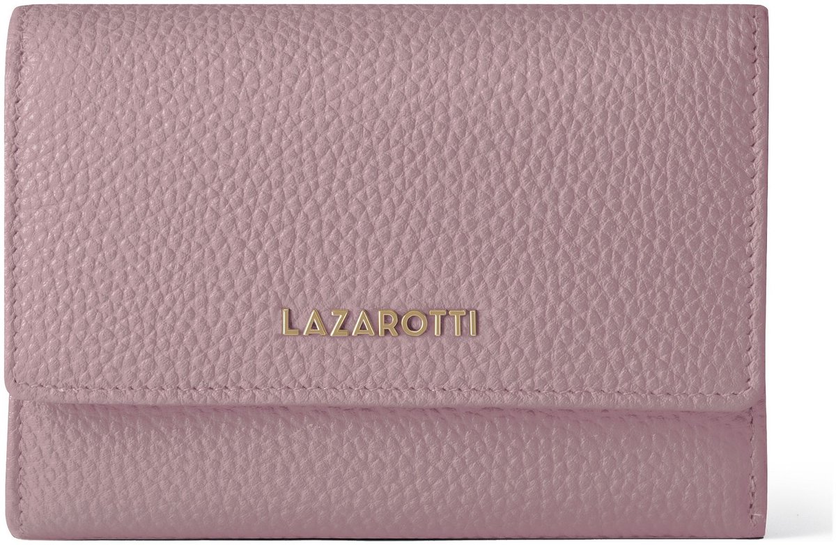 Lazarotti Leren portemonnee Bologna Leather Zip Wallet With 15 Card Slots Pink roze