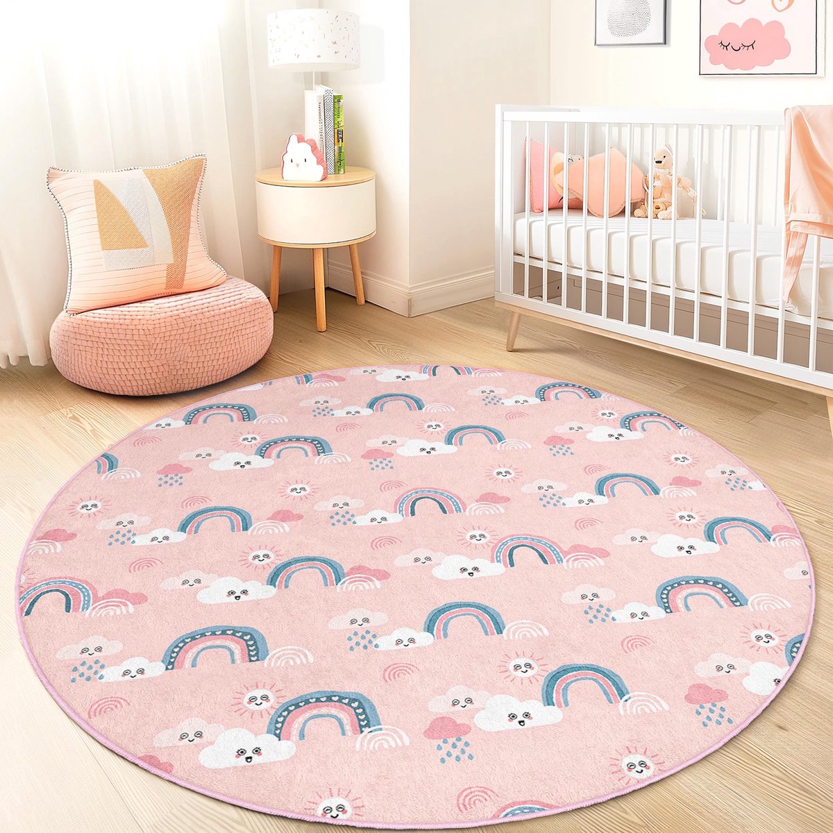 Mila Home - Kindertapijt Rond - Vloerkleed Kinderkamer Tapijt - Speeltapijt - Wasbaar - Antislip - OEKO-TEX Gecertificeerd - 828 2