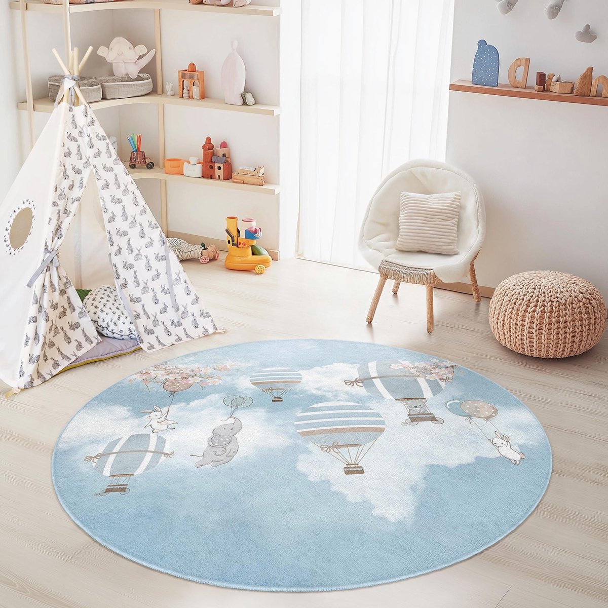 Mila Home - Kindertapijt Rond - Vloerkleed Kinderkamer Tapijt - Speeltapijt - Wasbaar - Antislip - OEKO-TEX Gecertificeerd - 724 1