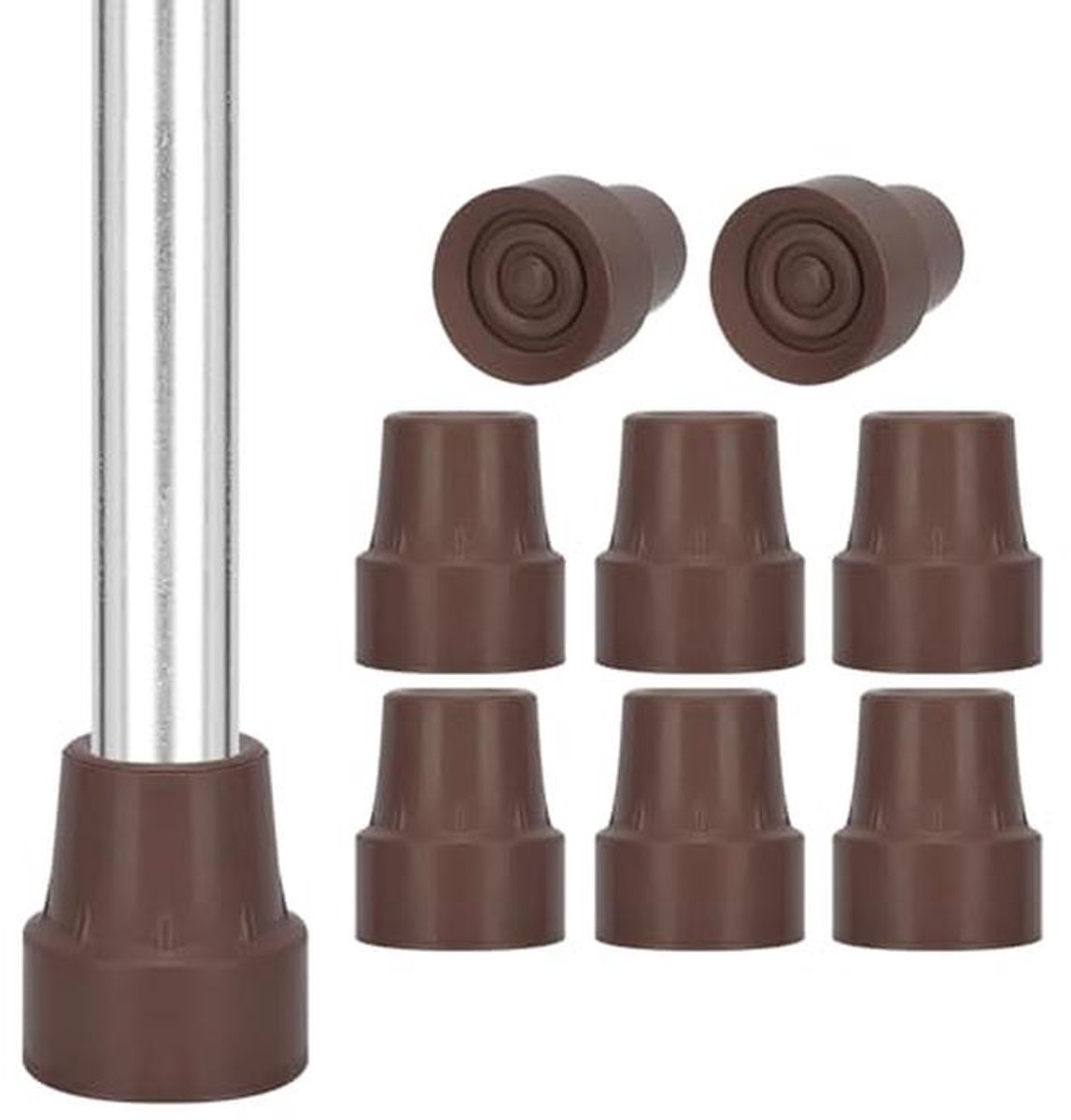 Rubber Ferrule voor Hardloopschoenen - 8-Pack Vervangende Rubber Punt Tips met Metalen Inserts