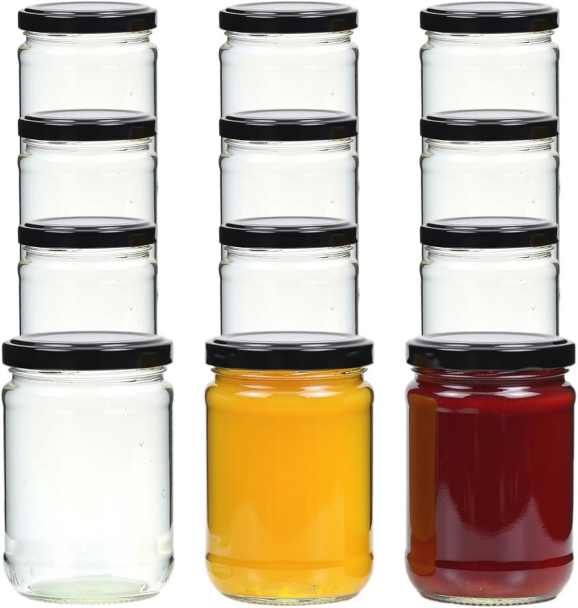 Set van 12 Inmaakpotten 580 ml met Schroefdeksel - Ideaal voor Jam en Inmaken