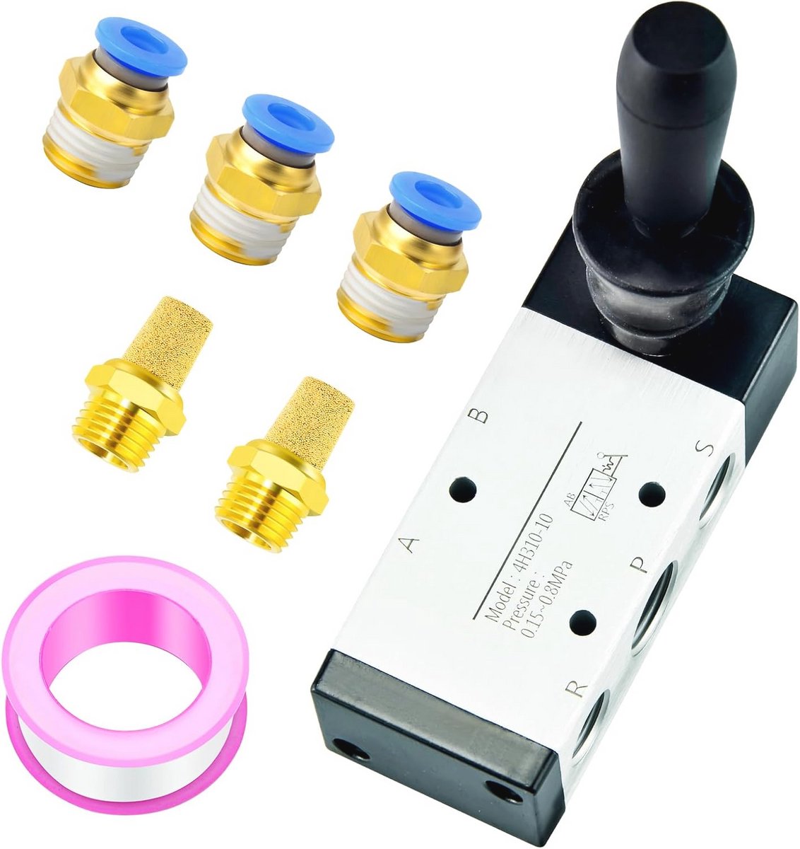 5-Weg 2-Positie Pneumatische Solenoid Ventiel 1/4" met Handbediening