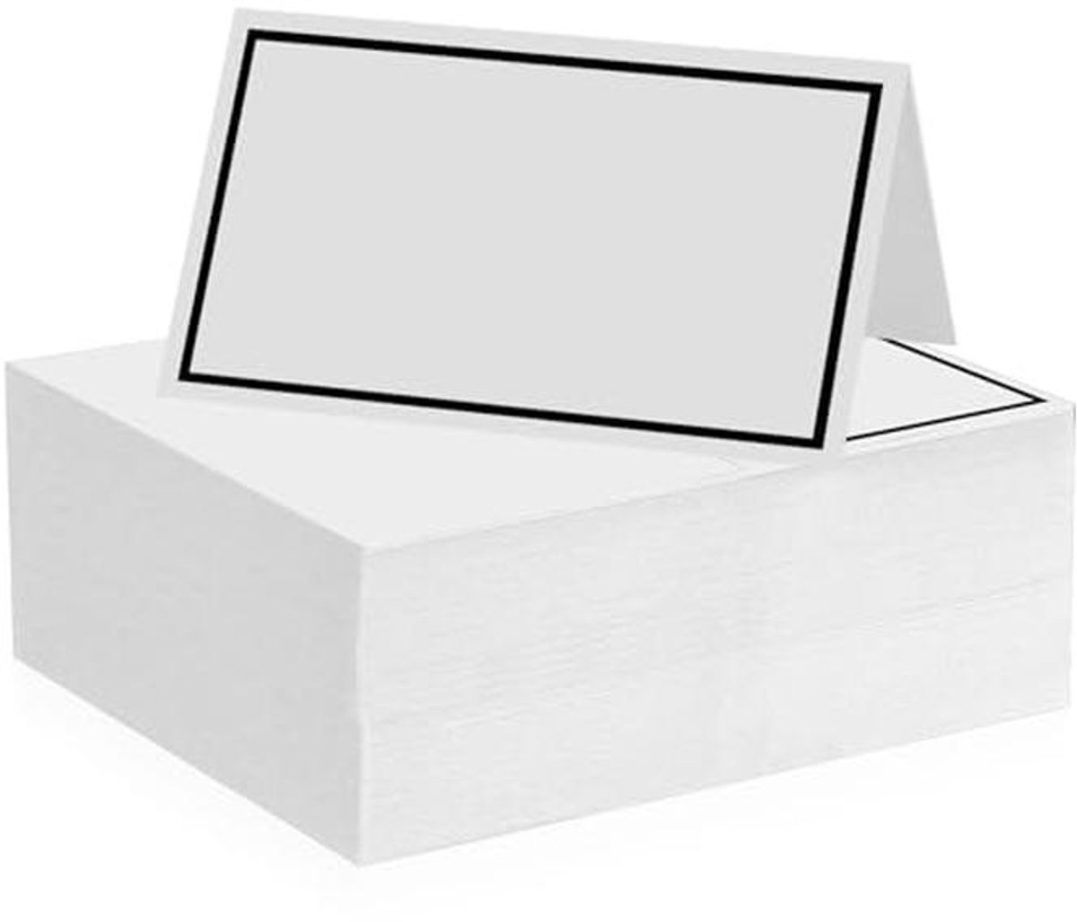 Plaatskaarten 106 stuks - Blanco naamkaarten met zwarte foliedruk voor bruiloften, verjaardagen, communies, doops, feesten en festivals