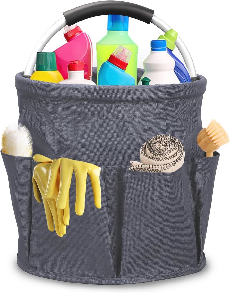 Opvouwbare poetstas met handvat en 6 vakken voor schoonmaakmiddelen