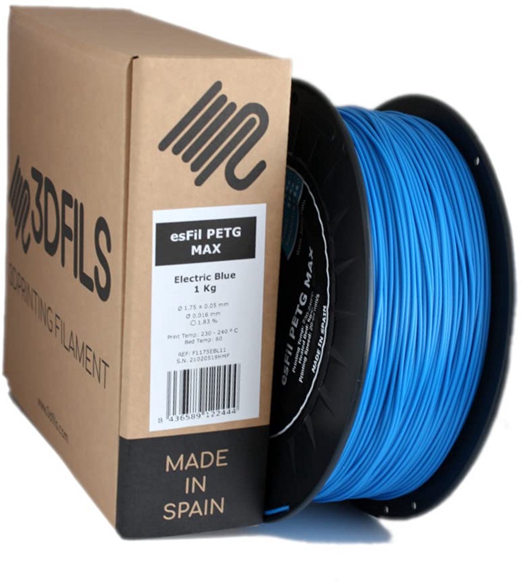 PETG Filament 1.75mm 1kg voor 3D-printer - Duurzaam en Laag Warping - Elektrisch Blauw