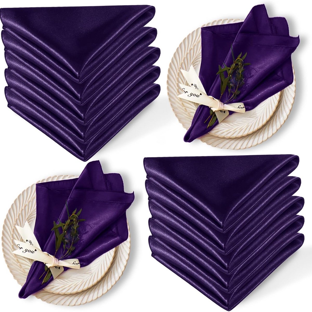 12 Stuks Luxe Bordeauxrode Satijnen Servetten 40x40 cm Wasbaar voor Diner en Feest