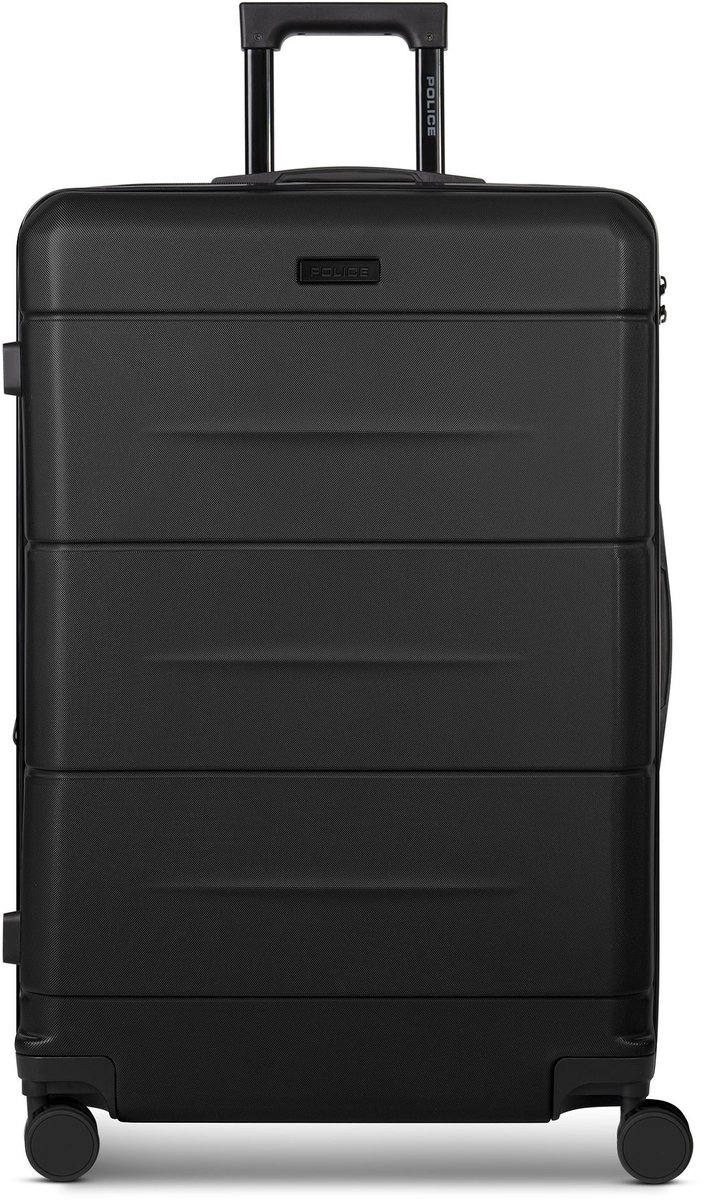 Police London 4 wielen Trolley 74 cm met uitbreidingsplooi - Harde bagage - Combinatieslot - deep black