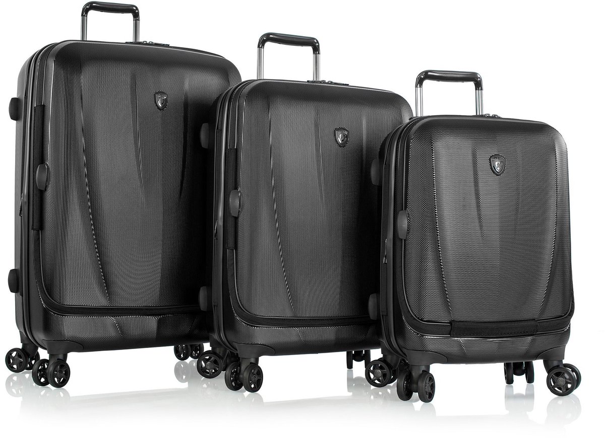 Heys Vantage 4 wielen Kofferset 3-delig met uitbreidingsplooi - Harde bagage - TSA slot - black