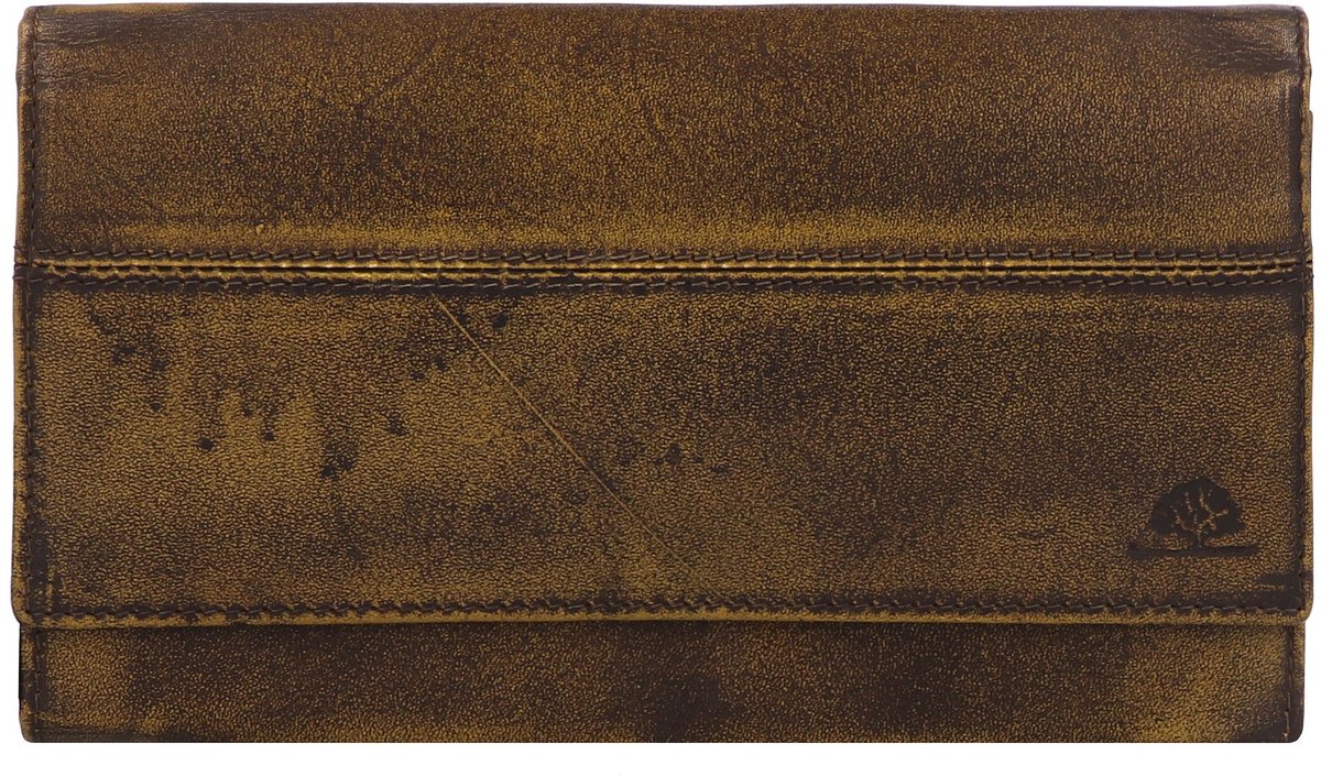 GREENBURRY portemonnee Destressed RV-Wallet RFID Dirty Yellow mosterdgeel