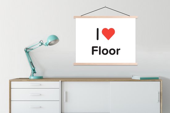 Porte-affiche avec affiche - Affiche scolaire - J'aime - Sol - Fille - 60x45 cm - lattes vierges