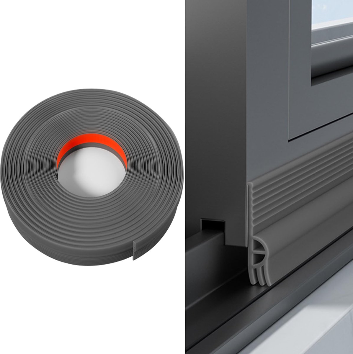 IMPERATORIS® Tochtstrip - Zelfklevende Tochtband - Isolatietape voor Ramen en Deuren - Bescherming Tegen Kou en Geluid - 4 m - Grijs