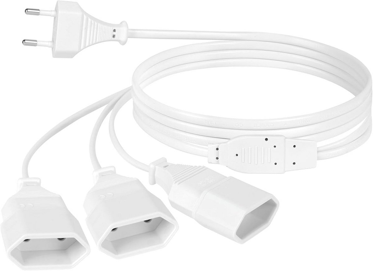 Verlengsnoer 200 cm 3-in-1 EU 0.75 mm² Max 2.5 A/250 V Euro Plug - Ideaal voor Computer en TV
